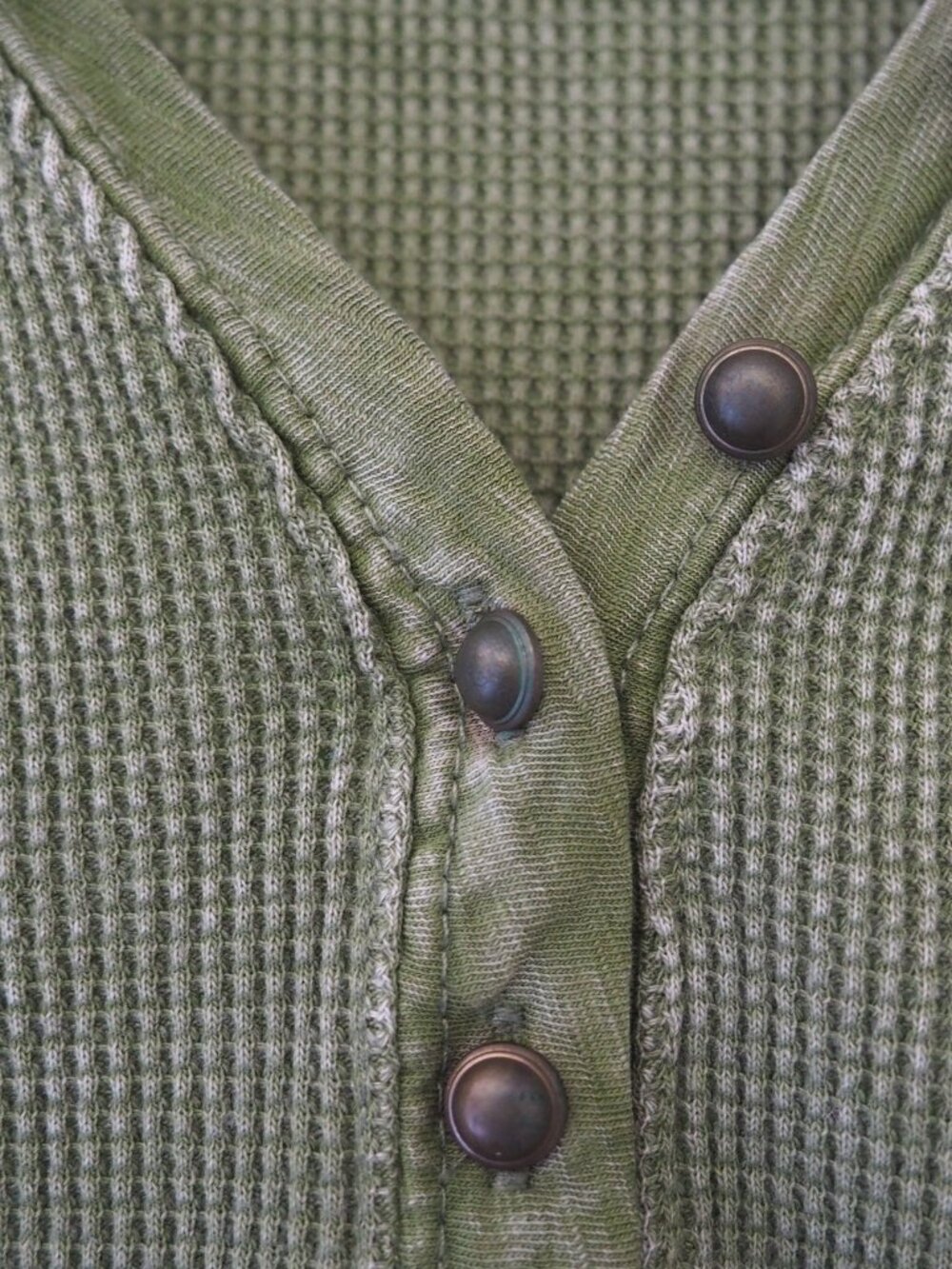 Anthropologie Pilcro Green Waffle Knit Long Sleeve Henley sz M - Picture 6 of 7